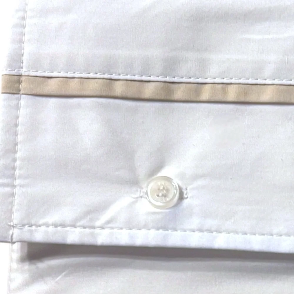 Ralph Lauren Palmer Organic Cotton Percale Full Flat Sheet 464TC Sand Dune Trim